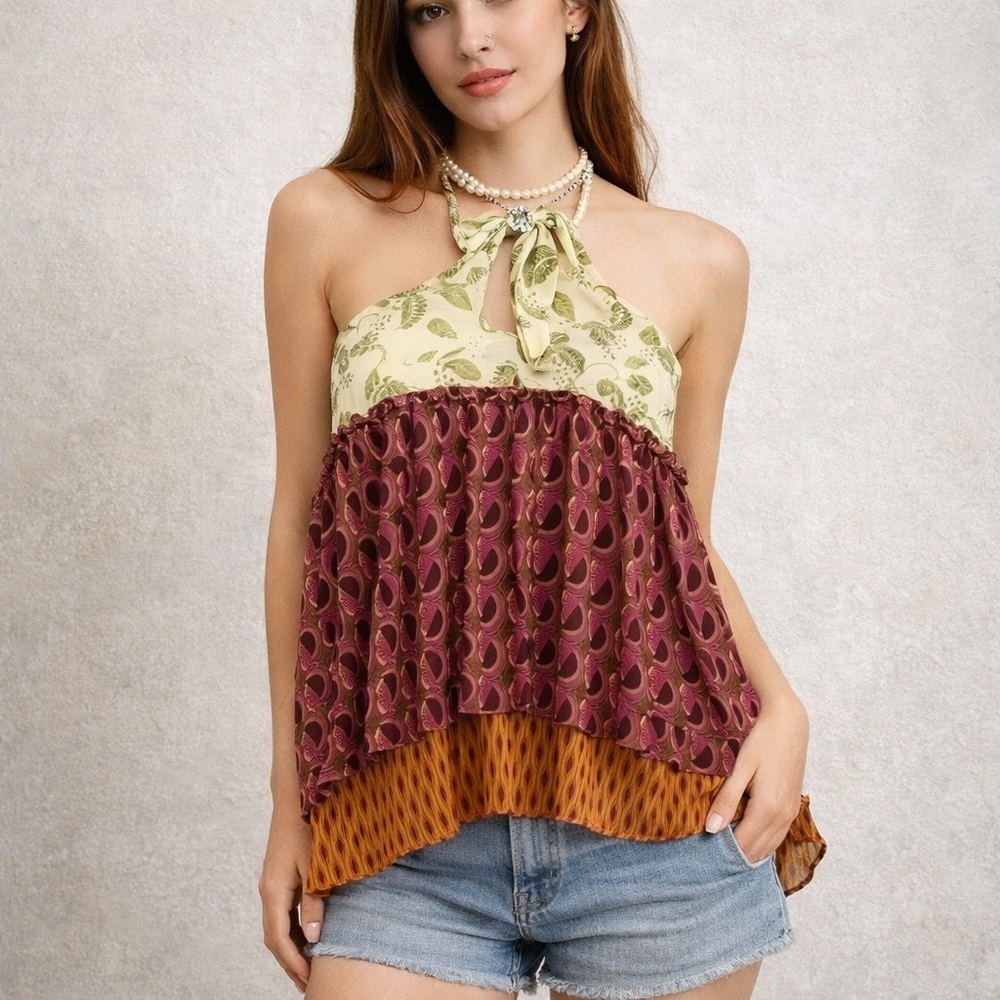 NWOT ZARA PRINTED CHEMISE  BOHO M